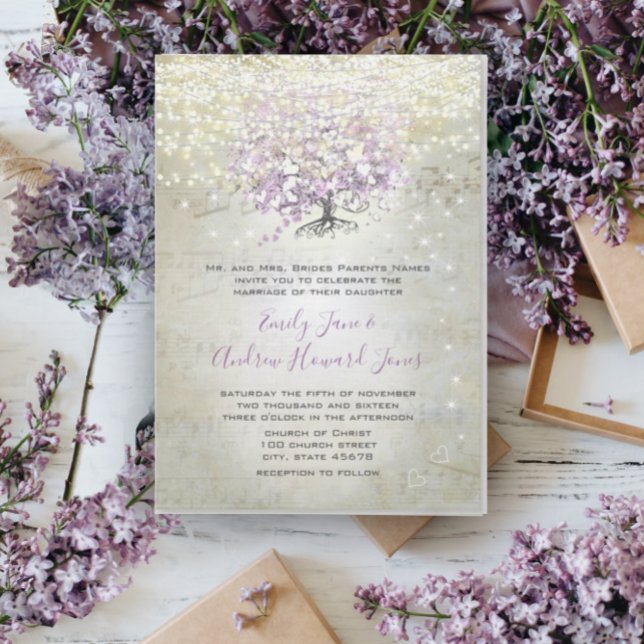 Lavender Fairytale Lights and Stars Wedding Invitation (Creator Uploaded)