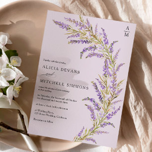 Lavender Fall autumn floral watercolor wedding Invitation
