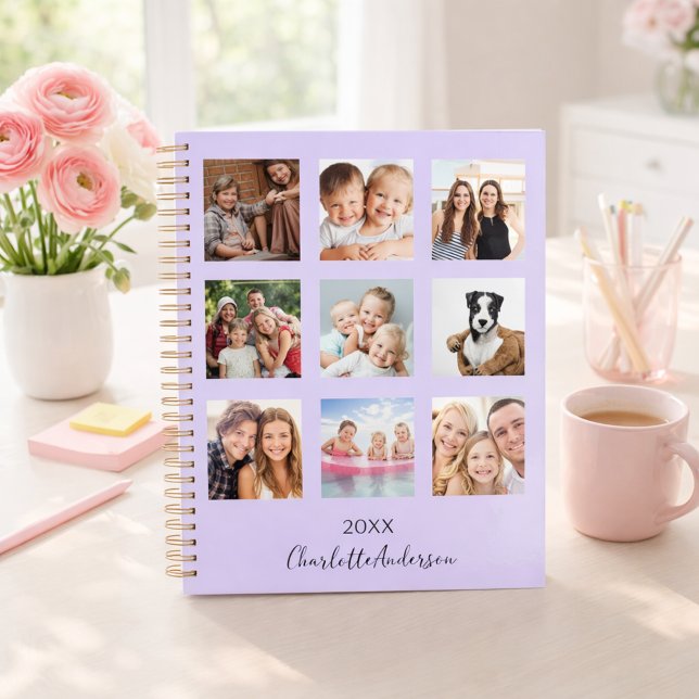 Lavender family photo collage name script 2026 planner (Creator Uploaded)