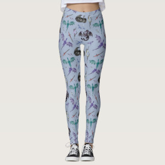 Lavender Fantasy Dragons Moon and Magical Sword Se Leggings