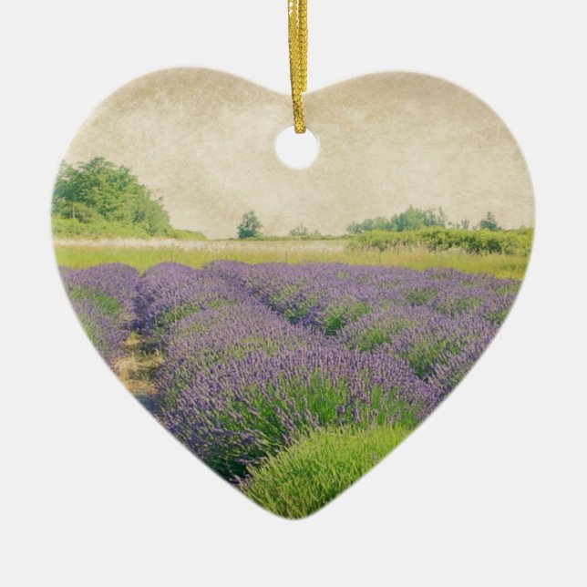 Lavender Farm - Distressed Ceramic Tree Decoration (Front)