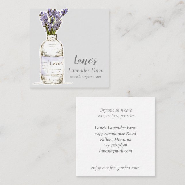 Lavender Farm Organic Herbs Aromatherapy  Square Business Card (Front/Back)