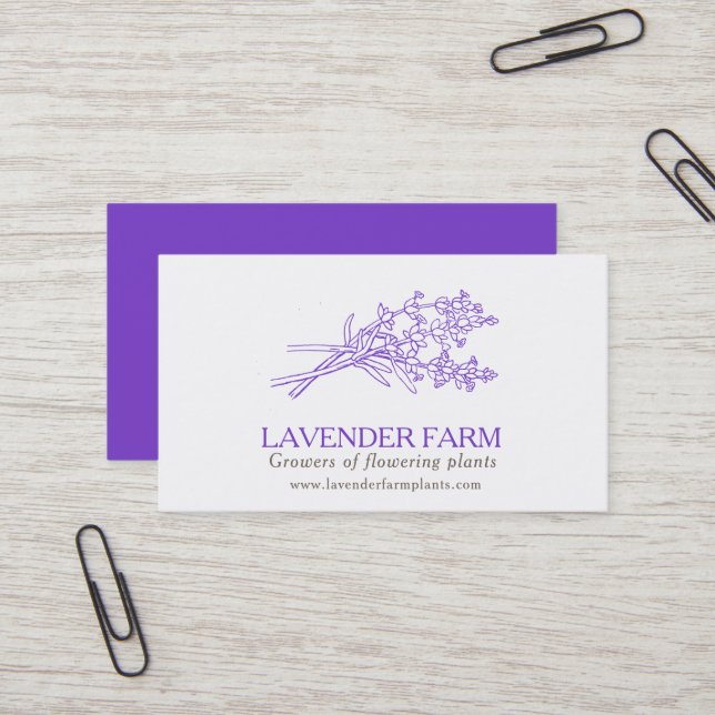 Lavender farm plant suppliers business card (Front/Back In Situ)