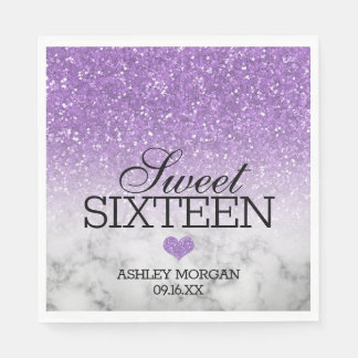 Lavender Faux Glitter/Marble Sweet 16 Napkin
