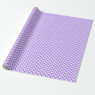 Lavender Faux Glitter & White Ikat Chevron Wrapping Paper