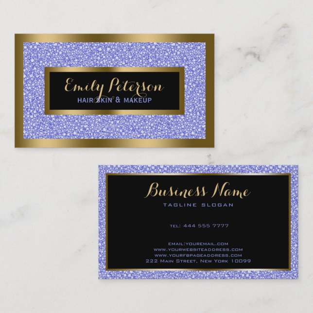 Lavender Fax Glitter Gold Accents Makeup Business  Business Card (Front/Back)