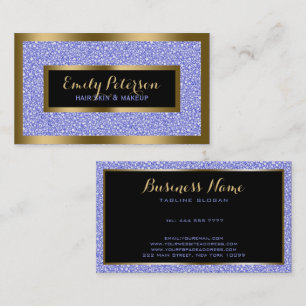 Lavender Fax Glitter Gold Accents Makeup Business  Card