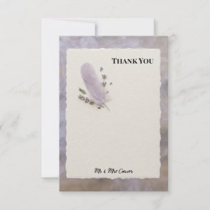 Lavender Feather Wedding Thank You Card