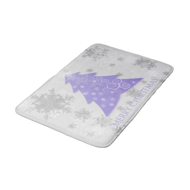 Lavender Festive Christmas Tree Bath Mat (Angled)