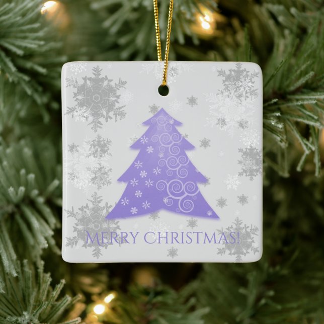 Lavender Festive Christmas Tree Ceramic Ornament (Tree)