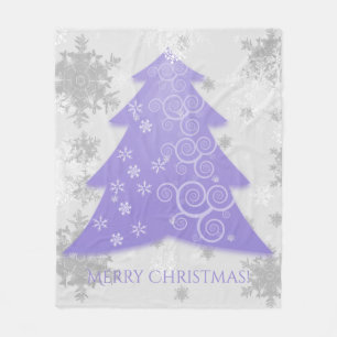 Lavender Festive Christmas Tree Fleece Blanket