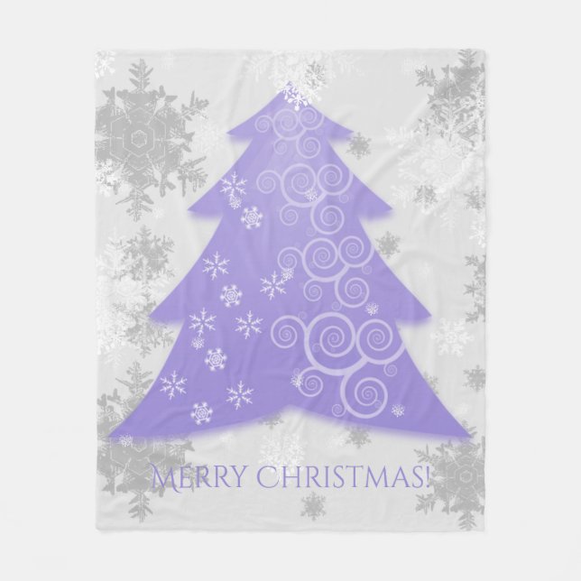 Lavender Festive Christmas Tree Fleece Blanket (Front)