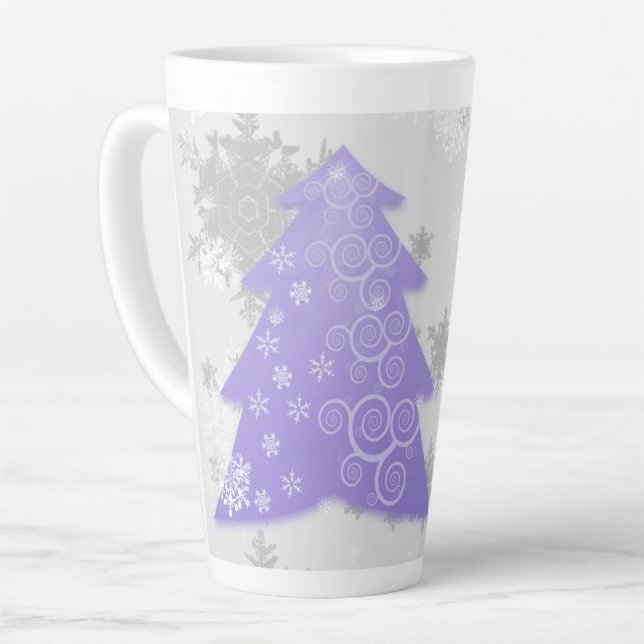Lavender Festive Christmas Tree Latte Mug (Left Angle)