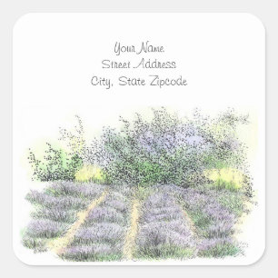 'Lavender Field' Address Labels