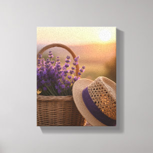 Lavender Field at Sunset – Serene Purple Landscape Canvas Print