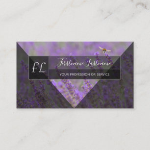 Lavender field bumblebee grey triangles monogram business card
