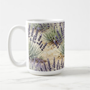 Lavender Field Essential Oil Watercolor Pattern Coffee Mug