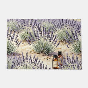 Lavender Field Essential Oil Watercolor Pattern Doormat