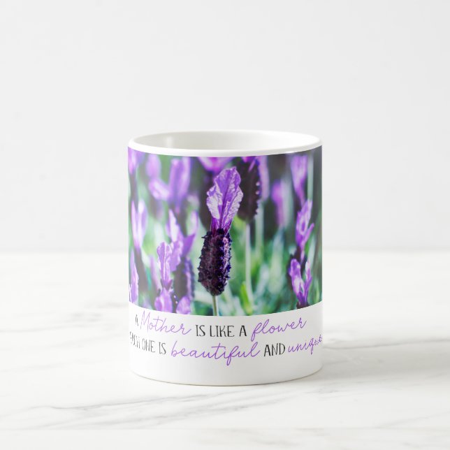 Lavender field floral mothers day purple flowers coffee mug (Center)
