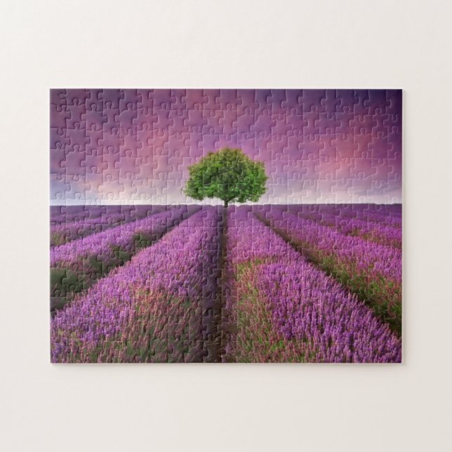 Lavender Field Landscape Summer Sunset Jigsaw Puzzle (Horizontal)