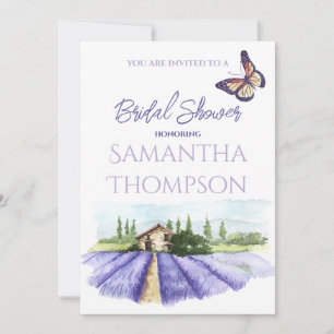 Lavender Field Modern Provence Baby Bridal Shower  Invitation