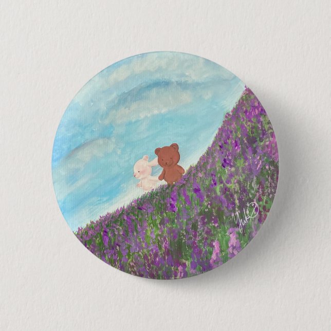 Lavender Field of Memories 6 Cm Round Badge (Front)