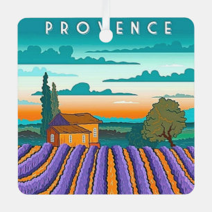 Lavender Field Provence France Metal Tree Decoration