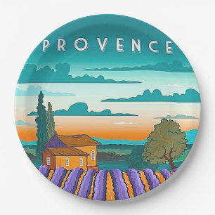 Lavender Field Provence France Paper Plate