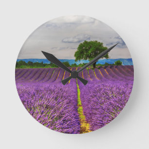 Lavender Field scenic, France Round Clock