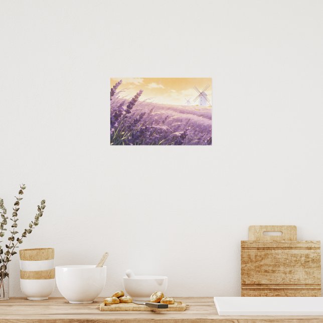 Lavender Field Sunset Poster (Kitchen)