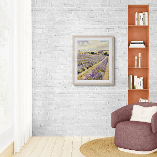 Lavender Field Watercolor Painting Photo Print