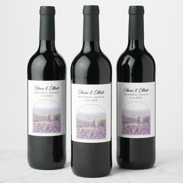 Lavender Field Wedding Favour Wine Label (Bottles)