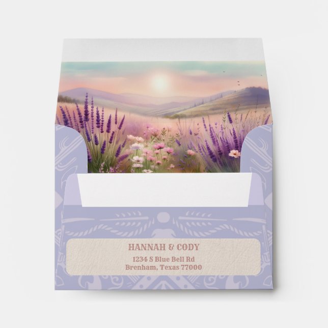 Lavender Field Western Wedding RSVP Envelope (Back (Bottom))