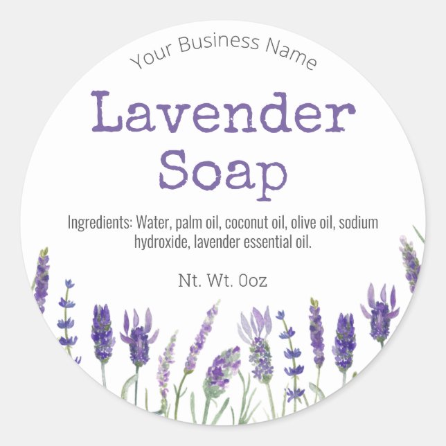 Lavender Fields Handmade Soap Labels (Front)