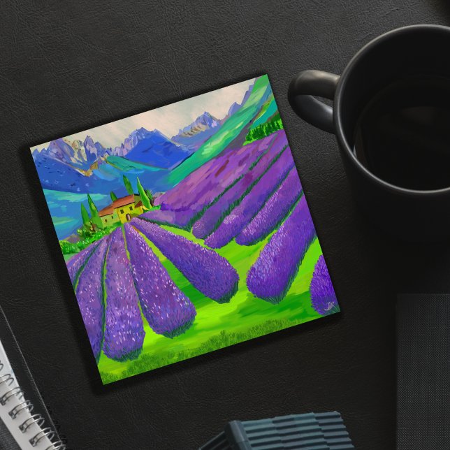 Lavender fields in front of mountains holiday card (Creator Uploaded)