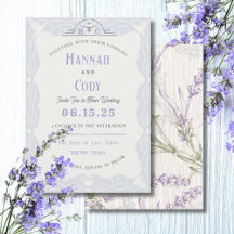 Lavender Fields of Blue Western Wedding Invitation