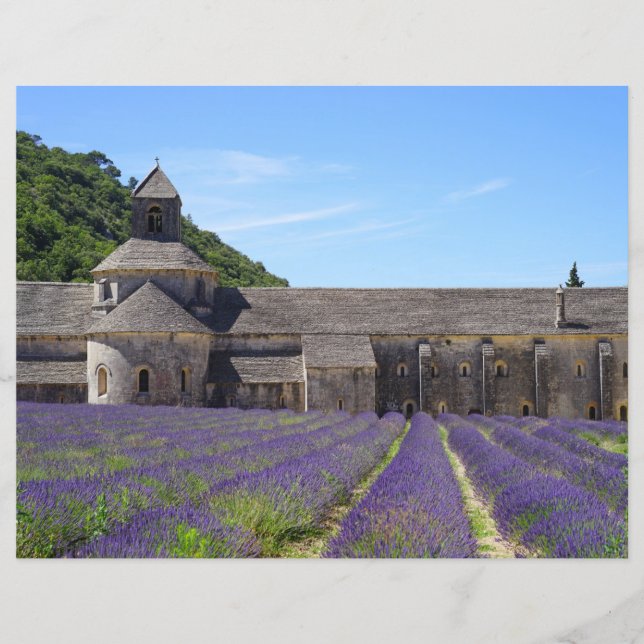 Lavender Fields of Senanque Abbey Scrapbook Paper (Front)