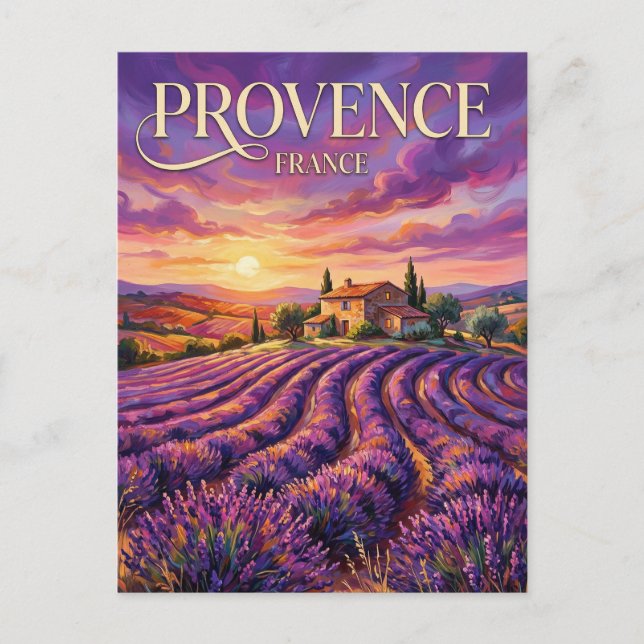 Lavender Fields of Valensole France Postcard (Front)