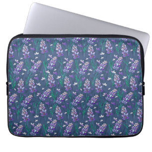 Lavender Fields Pattern in Purple Laptop Sleeve