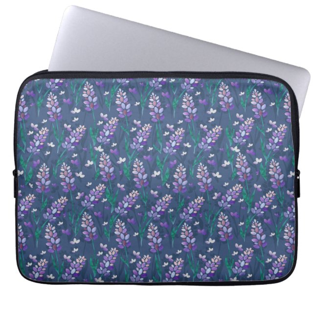 Lavender Fields Pattern in Purple Laptop Sleeve (Front)