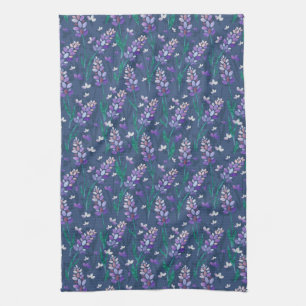 Lavender Fields Pattern in Purple Tea Towel
