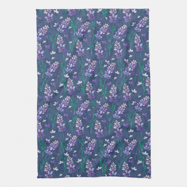Lavender Fields Pattern in Purple Tea Towel (Vertical)