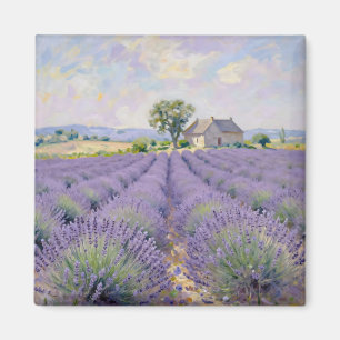 Lavender Fields Provence Cottage Impressionist Magnet