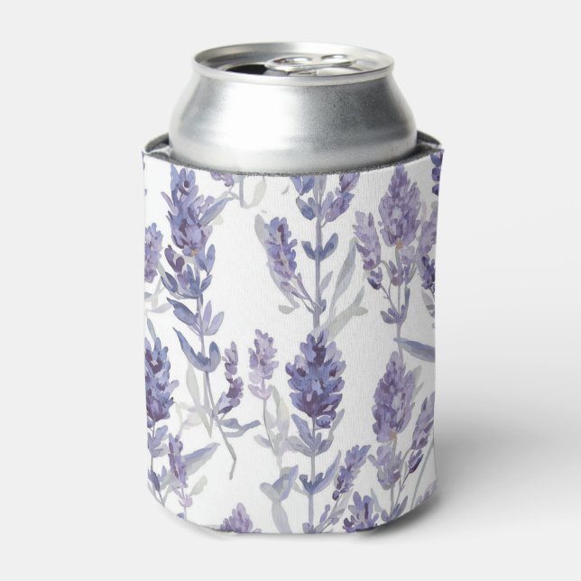 Lavender Fields | Purple Watercolor Flower Pattern Can Cooler (Can Front)