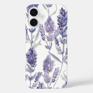 Lavender Fields Purple Watercolor Flower Pattern iPhone 16 Case