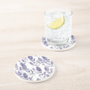 Lavender Fields Purple Watercolor Flower Pattern Coaster