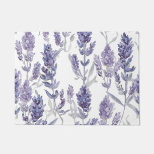 Lavender Fields Purple Watercolor Flower Pattern Doormat
