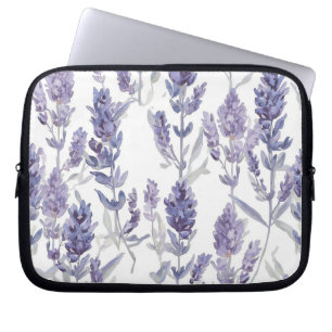 Lavender Fields   Purple Watercolor Flower Pattern Laptop Sleeve