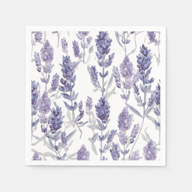 Lavender Fields | Purple Watercolor Flower Pattern Napkin (Front)