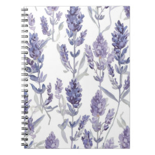 Lavender Fields Purple Watercolor Flower Pattern Notebook
